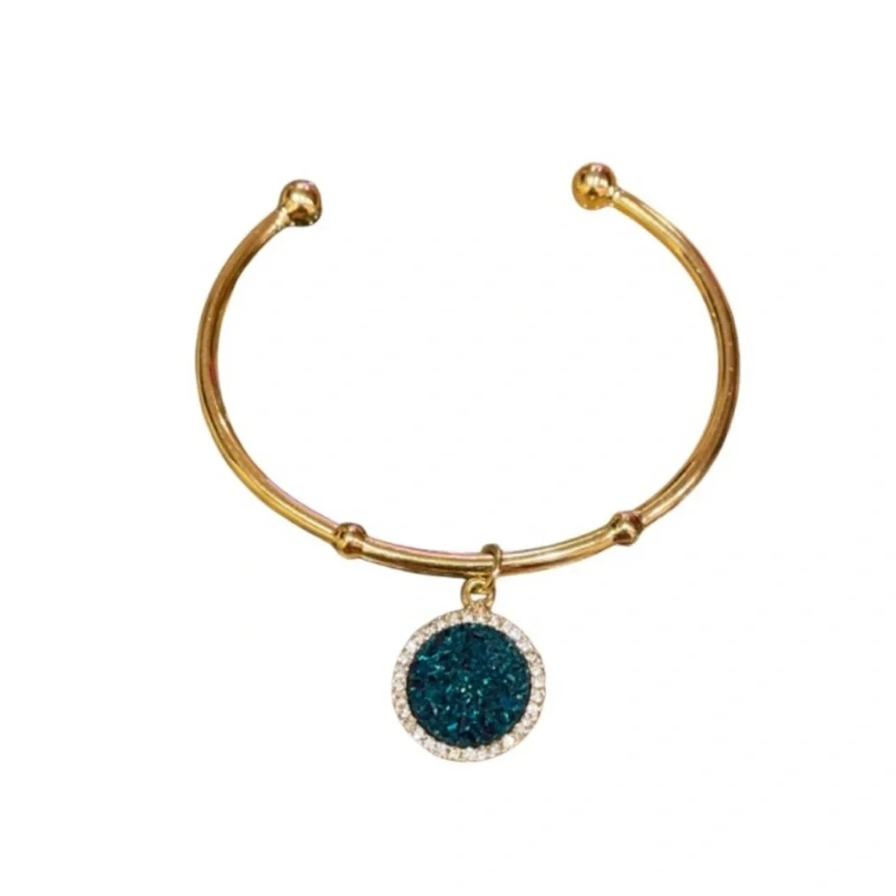 Kate Spade New York Women's All That Glitters Druzy Cuff Bracelet - Blue - Rare - Picture 9 of 11